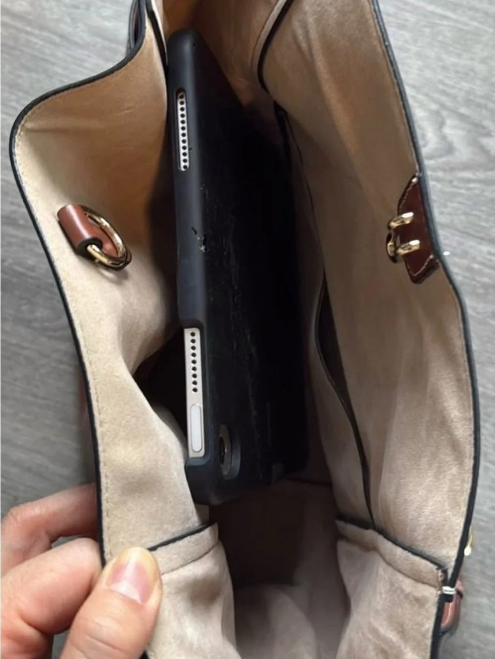 Women's Brown Leather Laptop Shoulder Bag - Contemporary Carry